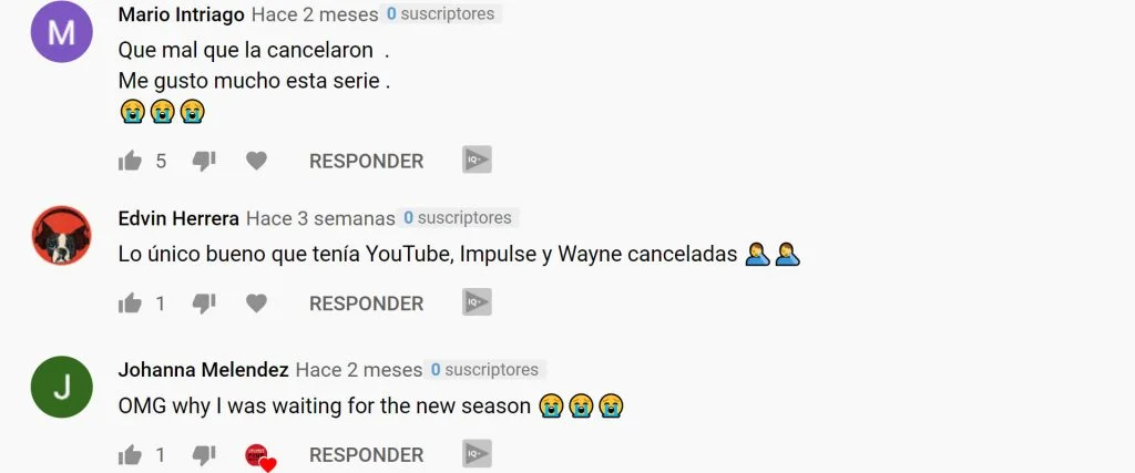 Series canceladas de YouTube claman por resucitar series canceladas comentarios youtube